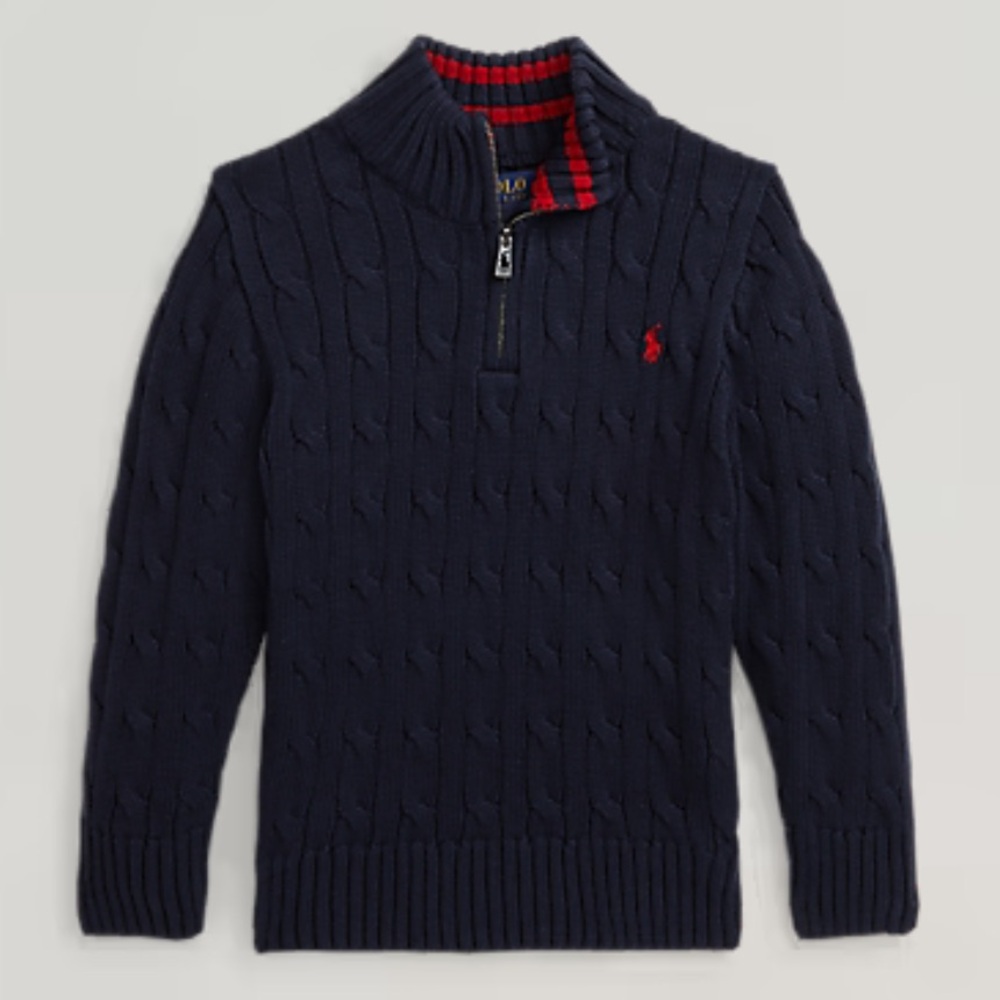 Polo by Ralph Lauren Cable-Knit Cotton Quarter-Zip Sweater